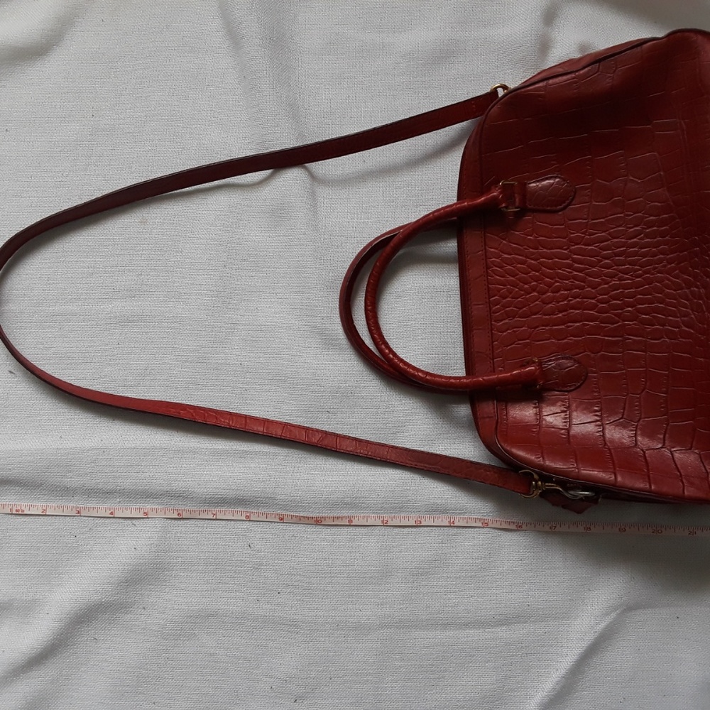 {Preston & York} Red Faux Croc Embossed Bowler Bag - Picture 6 of 8